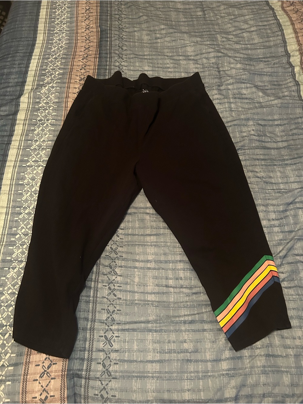 Torrid Black Crop legging with Multicolor Stripe Accent